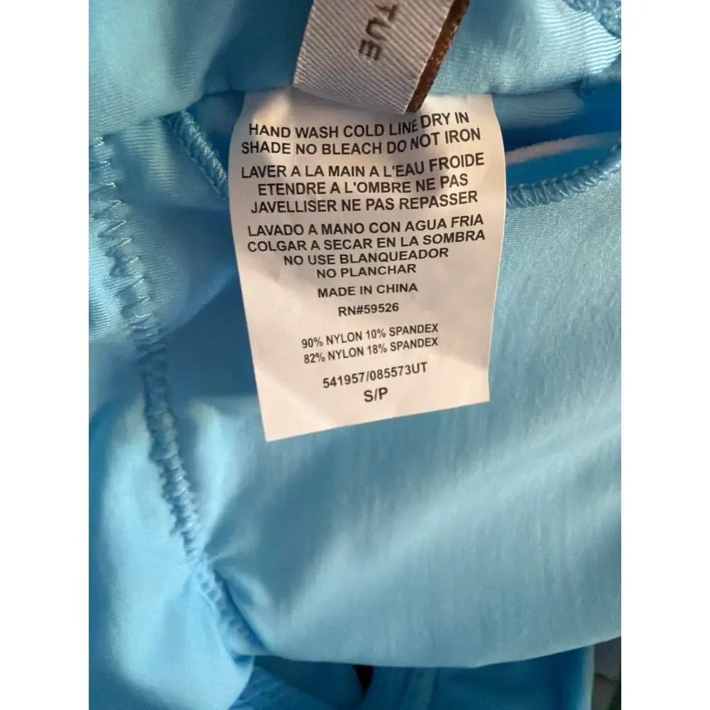 New Becca virtue one piece swimsuit ice blue ribbed textured